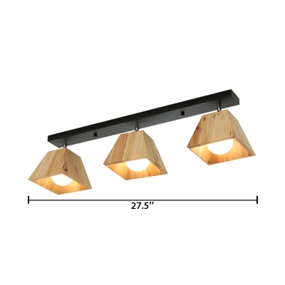 Woody Tapered Square Semi Flushmount Modern Chic 1/2/3 Light Indoor Lighting with Black Canopy