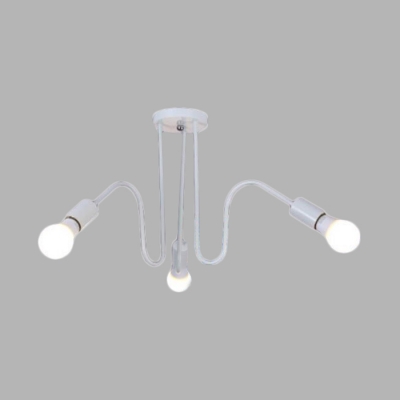 3/5 Lights Open Bulb Ceiling Lamp with White Curved Arm Contemporary Metal Surface Mount Ceiling Light