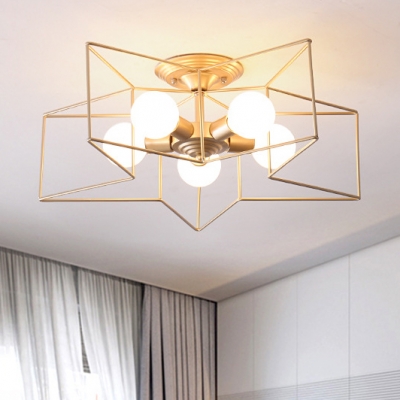 5 Lights Star Ceiling Light with Colorful Wire Guard Modern Chic Lighting Fixture for Children Room