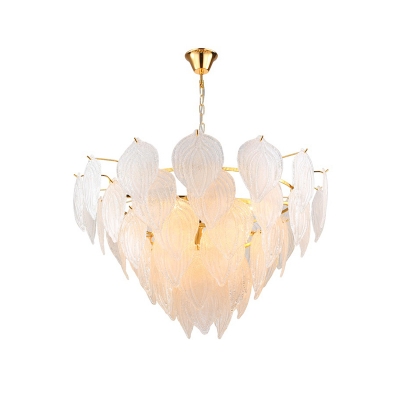7 Lights Leaf Chandelier Light Modern Design Seeded Glass Art Deco Suspended Light in Gold