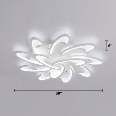 Acrylic Windmill LED Semi Flush Mount Stylish Modern Multi Light Decorative Lighting Fixture in White