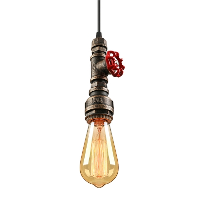 Antique Bronze Valve Pendant Light Industrial Single Light Hanging Pendant Fixture