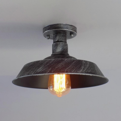 

Barn Semi Flush Light Loft Style Iron 1 Bulb Lighting Fixture in Antique Brass/Antique Silver/Rust, Silver;brass;rust, HL504551
