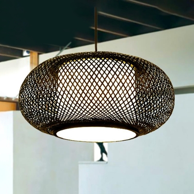 Black Global Hanging Lamp Modernism Weave Single Light Pendant Lamp for Restaurant Bedroom