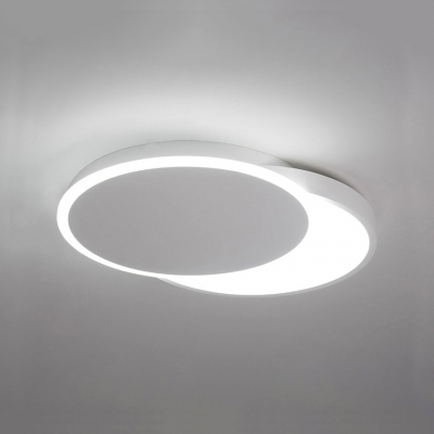 Circle Flush Mount Lighting Contemporary Acrylic LED Living Room Lighting Fixture in White