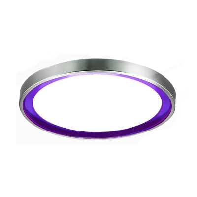 Circular LED Ceiling Light Minimalist Energy Saving Acrylic Flush Light Fixture in Blue/Orange/Purple