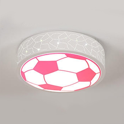 Drum LED Flush Light with Blue/Pink/Red Football Design Amusement Park Metal Lighting Fixture