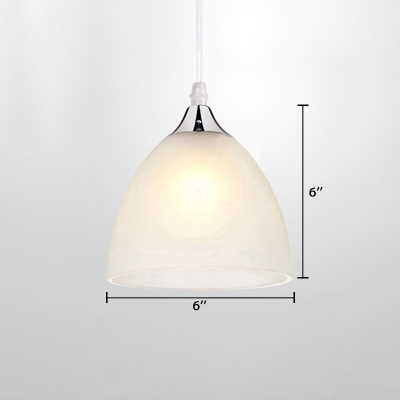 Frosted Glass Dome Hanging Light Simplicity 1 Light Suspension Light in Chrome for Foyer