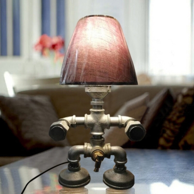 Industrial Robot Table Lamp in Silver Finish with Tap Accent