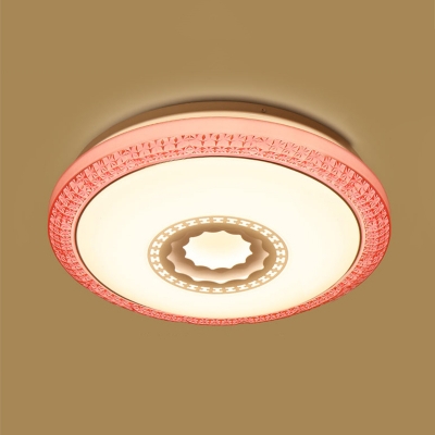 Modern Fashion Round Flush Mount Acrylic Decorative LED Ceiling Light in Blue/Gold/Pink