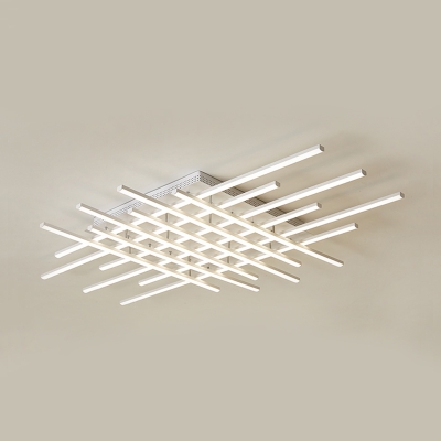 Modern Linear Ceiling Flush Mount Acrylic 6/8/10/12 Lights LED Flush Light in White