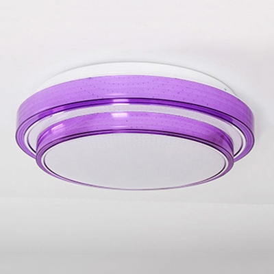 Modernism 2 Tiers Round Flushmount Acrylic LED Flush Light Fixture in Blue/Orange/Pink/Purple