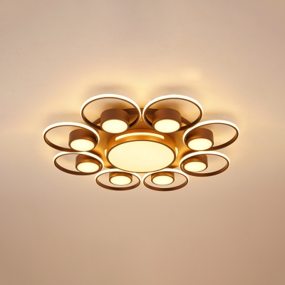 Modernism Circular Ceiling Fixture Metallic Multi Lights LED Flush Mount Light in Brown