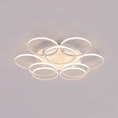Multi Circle Semi Flush Mount Modern Chic Metallic 3/9/12 Heads LED Ceiling Fixture in Warm/White