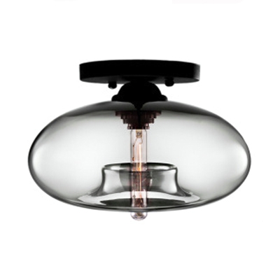Ovale Semi Flush Mount Modern Chic Colorful Glass Shade 1 Head Ceiling Flush Mount in Black Finish