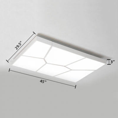 Rectangular Flush Light Fixture with Water Cube Design Modernism Acrylic LED Ceiling Lamp in White