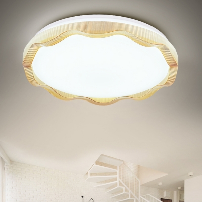 Scalloped Flush Light Fixture Contemporary Acrylic Lampshade LED Flush Mount in Blue/Gold/White