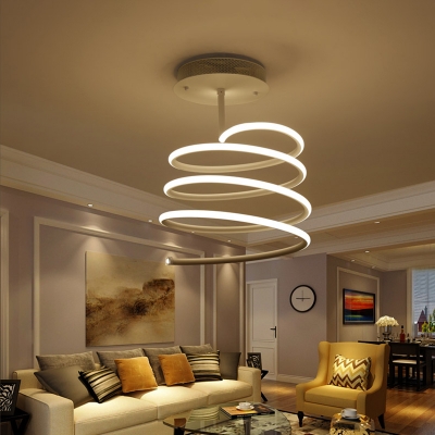 Spiral Ceiling Flush Mount Modern Metal LED Lighting Fixture in Warm/White for Sitting Room