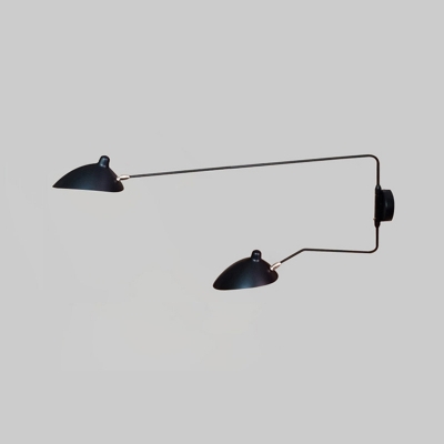 Swing Arm Wall Mount Light with Duckbill Shade Modern Chic Metallic 2 Heads Sconce Light