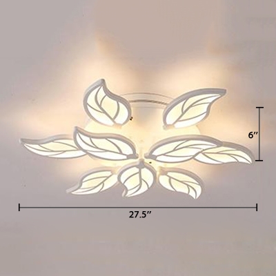 Tiered LED Ceiling Light with Leaf Design Modernism Acrylic Multi Light Indoor Lighting Fixture in White