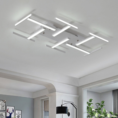 White Bar Led Lighting Fixture Nordic Style Metallic Art Deco Ceiling