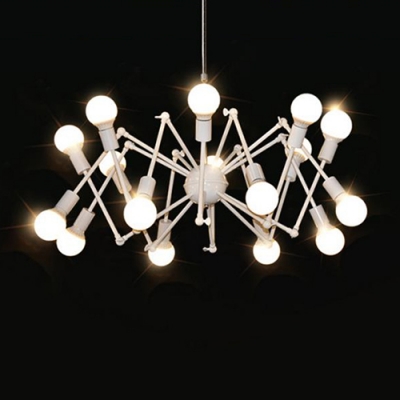 White Finish Abstract Chandelier Industrial Iron Multi Lights Suspension Light for Living Room
