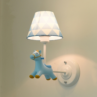 White Finish Cartoon Horse Sconce Light Resin Single Light Wall Lamp for Corridor