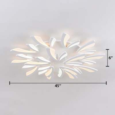 2 Tiers LED Ceiling Light with Dandelion Simplicity Acrylic Multi Light Semi Flush Light in White