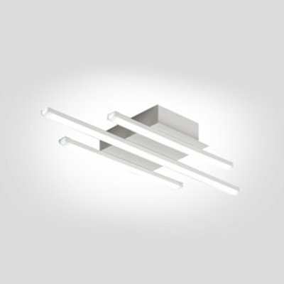 3/6 Lights Bar Flush Mount Lighting Contemporary Metallic LED Flush Light in White for Dining Room