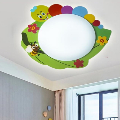 Acrylic LED Flush Mount with Colorful Caterpillar Pattern Decorative Ceiling Lamp for Children Room