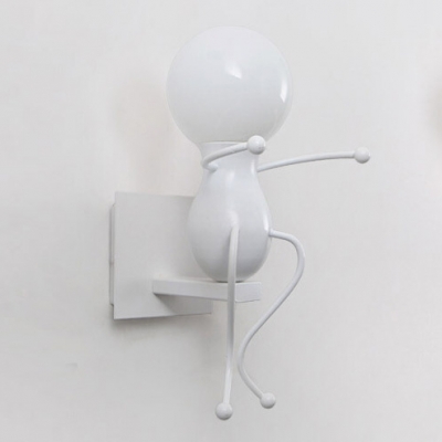 Black/White Open Bulb Sconce Light Metal Single Head Wall Mount Fixture for Nursing Room