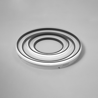 Circular Ring Flush Light Simple Concise Metal 2/3/4/5 Lights LED Ceiling Light in Black