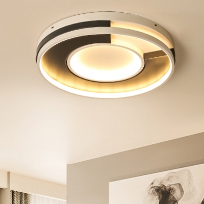 Donut Led Flush Mount Contemporary Metal Ceiling Fixture In Warm