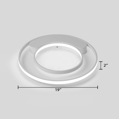 Double Ring Ceiling Flush Mount with Metal Canopy Modern Fashion LED Flush Light in White