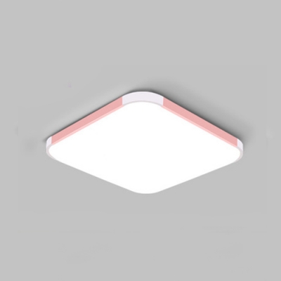 Macaron Modern Square LED Ceiling Lamp Acrylic Decorative Flush Mount in Blue/Green/Pink/Yellow