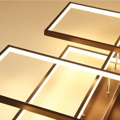 Modern Chic 3 Rectangle Flushmount Metallic LED Ceiling Fixture in Warm/White for Office