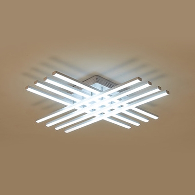 Modern Linear Ceiling Flush Mount Acrylic 6/8/10/12 Lights LED Flush Light in White