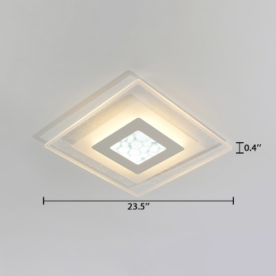 Modernism Square LED Lighting Fixture with Geometric Pattern Acrylic Flushmount in Warm/White