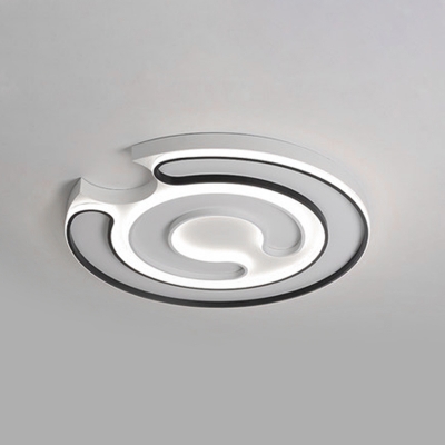 Silicon Gel C Shape Flush Light Modernism LED Flush Mount Lighting in Black and White