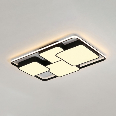 Simplicity Ultra Thin Flush Light with 4 Square Metallic LED Ceiling Light in Warm/White