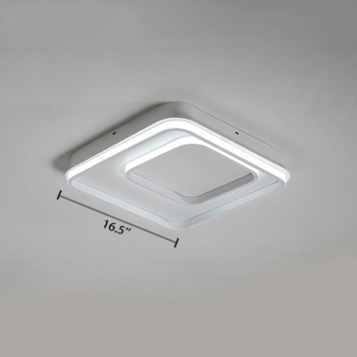 Square Canopy LED Flush Light Modern Aluminum Flush Mount Lighting in White for Bedroom