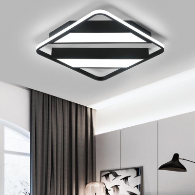Squared LED Flush Lighting with Strips Design Modern Fashion Aluminum Ceiling Light in Black