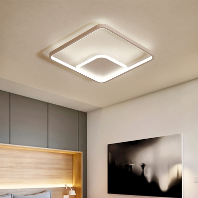White Square LED Flushmount Contemporary Metal Ceiling Fixture for Entrance Aisle