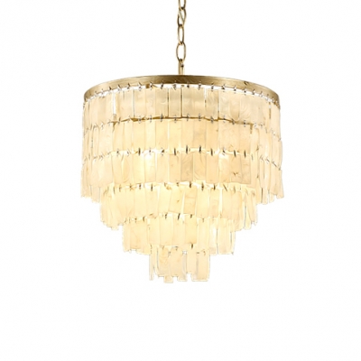 1 Light Fountain Style Hanging Lamp with Shelly Shade Modern Ceiling Pendant Light for Sitting Room
