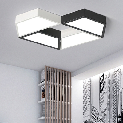 4 Trapezoid Flush Light Contemporary Acrylic LED Flush Mount in Black and White for Bedroom