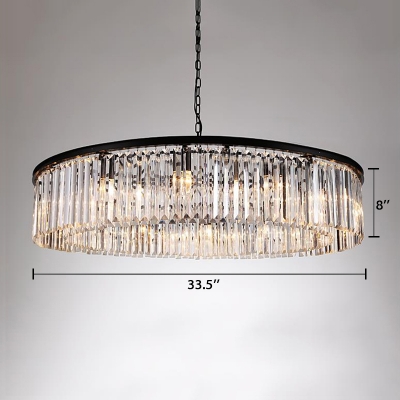 8 Bulbs Circular Suspended Light with Clear Crystal Shade Modern Design Chandelier Lamp