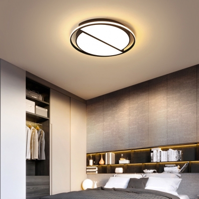 Black Half Round Flush Mount Lighting with Ring Modern Design Acrylic LED Lighting Fixture
