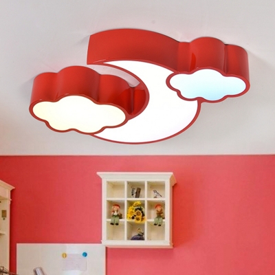 Colorful Moon and Cloud Flushmount Kids Children Room Acrylic Eye Protection LED Ceiling Light
