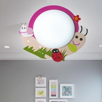 Cute Pink Snail Flush Light Fixture Acrylic Eye Protection LED Ceiling Lamp for Girls Room