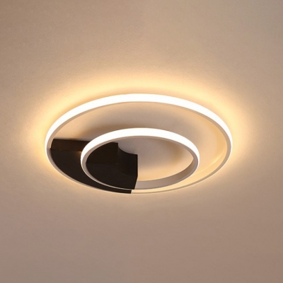 Dual Ring LED Flushmount Nordic Style Metal Ceiling Light in Warm/White for Sitting Room